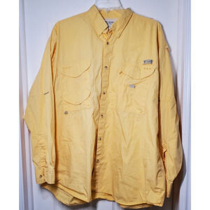Columbia PFG Men’s XXL Performance Fishing Gear Vented Shirt Yellow Cotton Blend